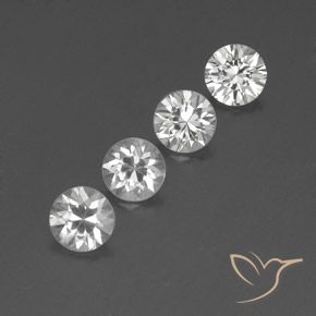 Gemme di Zircone Bianco trasparente naturale da 4.44 ct, Rotondo, VVS-VS
