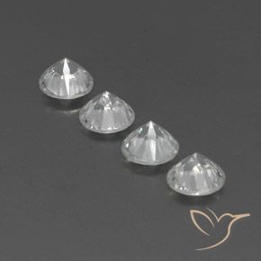 Gemme di Zircone Bianco naturale da 4.59 ct, Rotondo, VVS-VS