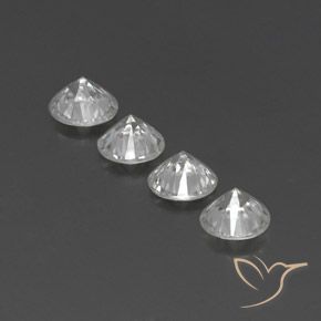 Gemme di Zircone Bianco naturale da 4.34 ct, Rotondo, VVS-VS