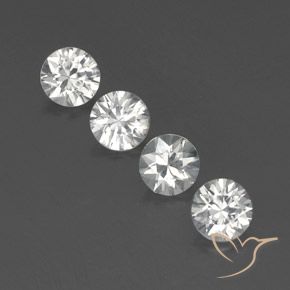 4.74ctw Naturale Bianco Zircone, Rotondo, VVS-VS