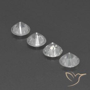 Gemme di Zircone Bianco naturale da 4.74 ct, Rotondo, VVS-VS