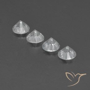 Gemme di Zircone Bianco naturale da 4.88 ct, Rotondo, VVS-VS