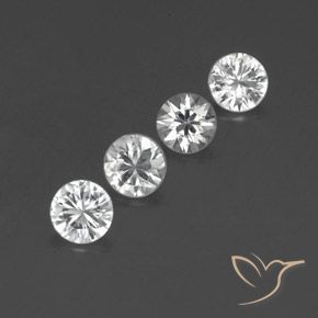 Gemme di Zircone Bianco naturale da 4.40 ct, Rotondo, VVS-VS