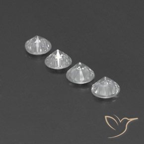 Gemme di Zircone Bianco naturale da 4.40 ct, Rotondo, VVS-VS