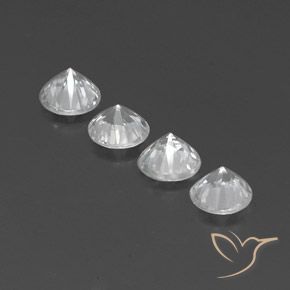 Gemme di Zircone Bianco trasparente naturale da 4.49 ct, Rotondo, VVS-VS
