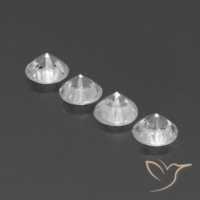 Gemme di Zircone Bianco trasparente naturale da 4.18 ct, Rotondo, VVS-VS