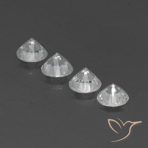 Gemme di Zircone Bianco trasparente naturale da 4.71 ct, Rotondo, VVS-VS