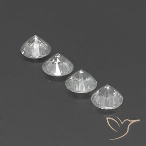 Gemme di Zircone Bianco trasparente naturale da 4.55 ct, Rotondo, VVS-VS