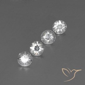 Gemme di Zircone Bianco naturale da 3.84 ct, Rotondo, VVS-VS