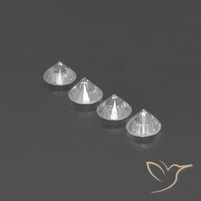 Gemme di Zircone Bianco naturale da 3.74 ct, Rotondo, VVS-VS
