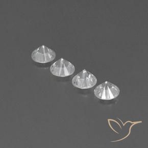 Gemme di Zircone Bianco naturale da 3.69 ct, Rotondo, VVS