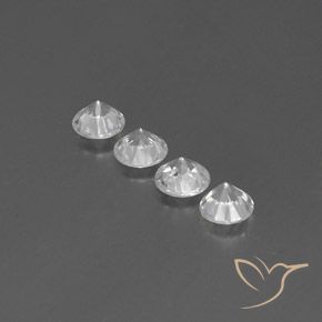Gemme di Zircone Bianco naturale da 3.71 ct, Rotondo, VVS-VS