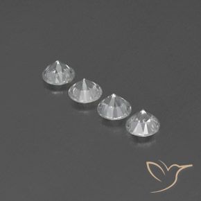 Gemme di Zircone Bianco naturale da 3.81 ct, Rotondo, VVS-VS