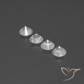 Gemme di Zircone Bianco naturale da 3.53 ct, Rotondo, VVS-VS
