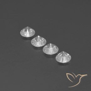 Gemme di Zircone Bianco naturale da 3.56 ct, Rotondo, VVS-VS
