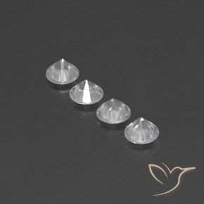 Gemme di Zircone Bianco naturale da 3.80 ct, Rotondo, VVS-VS