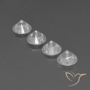 Gemme di Zircone Bianco naturale da 3.79 ct, Rotondo, VVS-VS