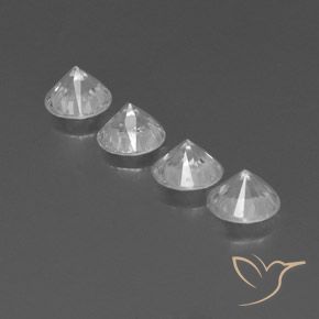 Gemme di Zircone Bianco naturale da 3.84 ct, Rotondo, VVS-VS