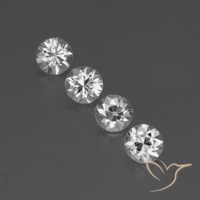 3.98ctw Naturale Bianco Zircone, Rotondo, VVS-VS