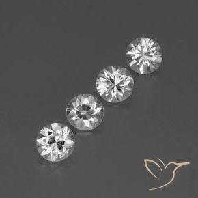 Gemme di Zircone Bianco naturale da 3.98 ct, Rotondo, VVS-VS