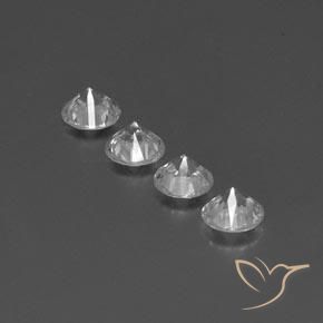 Gemme di Zircone Bianco naturale da 3.98 ct, Rotondo, VVS-VS