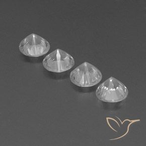 Gemme di Zircone Bianco naturale da 3.63 ct, Rotondo, VVS-VS