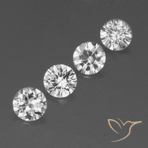 Gemme di Zircone Bianco naturale da 3.51 ct, Rotondo, VVS-VS
