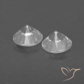 Gemme di Zircone Bianco naturale da 1.85 ct, Rotondo, VVS-VS