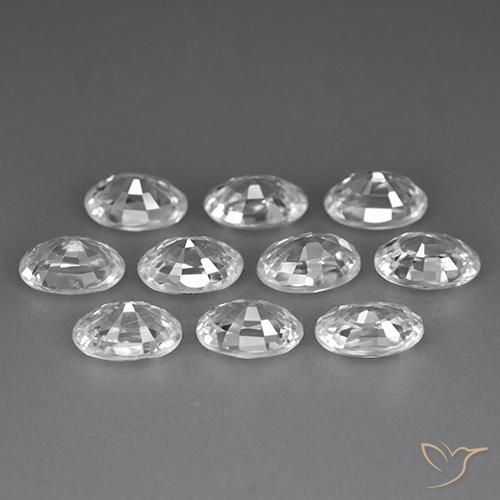 Gemme di Zircone Bianco naturale da 7.43 ct, Ovale, VVS-VS