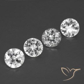 Gemme di Zircone Bianco naturale da 3.36 ct, Rotondo, VVS-VS
