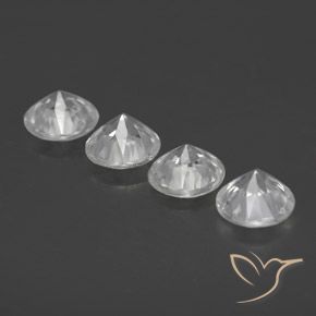 Gemme di Zircone Bianco naturale da 3.36 ct, Rotondo, VVS-VS