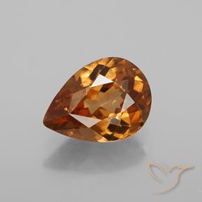 1.40ct Naturale Arancio medio-scuro Zircone, Forma a pera, VVS