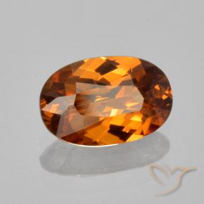 Zircone Arancio brunastro intenso naturale da 1.67 ct, Ovale, VVS-VS