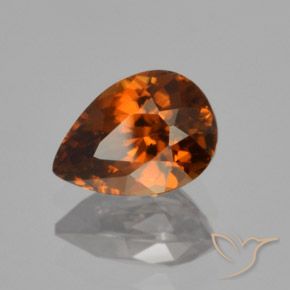 Zircone Arancio brunastro intenso naturale da 1.87 ct, Forma a pera, VVS