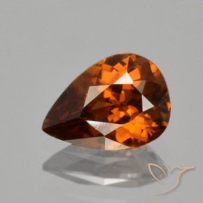 Zircone Arancio brunastro intenso naturale da 1.73 ct, Forma a pera, VVS