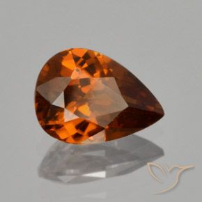 Zircone Arancio brunastro intenso naturale da 1.73 ct, Forma a pera, VVS