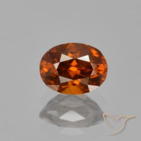 Zircone Arancione rossastra naturale da 1.22 ct, Ovale, VVS