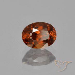 Zircone Arancione rossastra naturale da 1.22 ct, Ovale, VVS