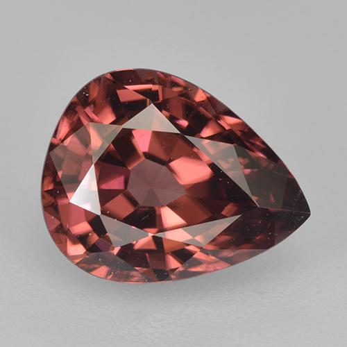 Zircone naturale rosso da 2,75 ct, taglio a pera, VVS