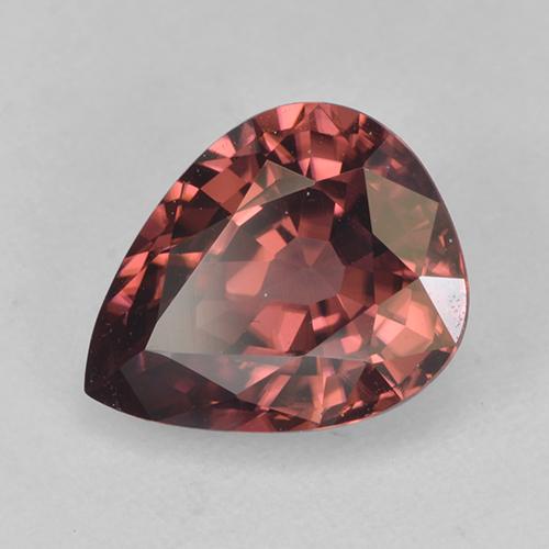 Zircone naturale rosso da 2,75 ct, taglio a pera, VVS