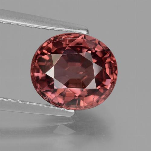 Zircone naturale rosso da 3,63 ct, taglio ovale, VS