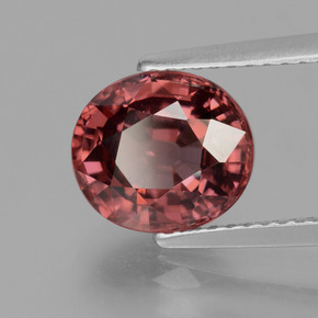 Zircone naturale rosso da 3,63 ct, taglio ovale, VS
