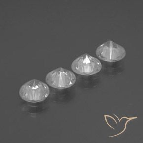 Gemme di Zircone Bianco naturale da 3.41 ct, Rotondo, VVS-VS