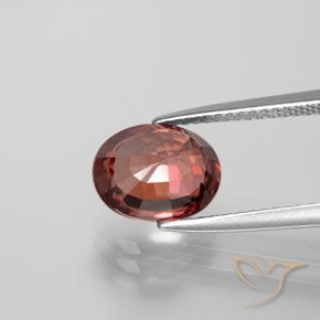 Zircone Rosso medio-scuro naturale da 3.44 ct, Ovale, VVS-VS