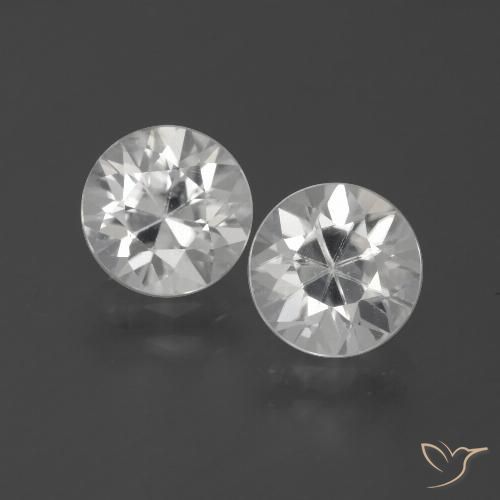 3.98ctw Naturale Bianco Zircone, Rotondo, VVS-VS