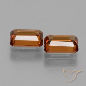 Gemme di Zircone Arancione scuro naturale da 3.09 ct, Ottagonale / Taglio smeraldo, VVS-VS