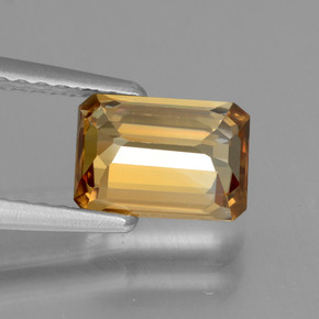 Zircone naturale arancione da 1,62 ct, taglio smeraldo, VVS-VS