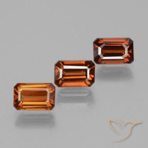Gemme di Zircone Arancio medio-scuro naturale da 3.28 ct, Ottagonale / Taglio smeraldo, VVS-VS
