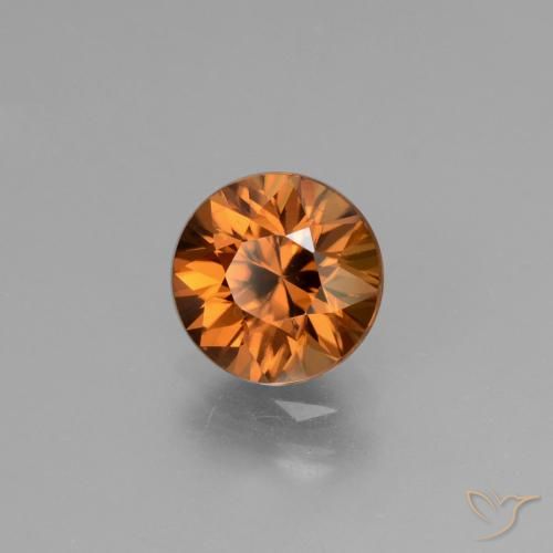 Zircone Arancione marroncino naturale da 1.87 ct, Rotondo, VVS-VS