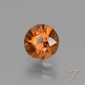 Zircone Arancio Medio naturale da 1.60 ct, Rotondo, VVS